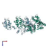 PDB entry 3uxo coloured by chain, top view.