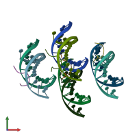 PDB entry 3uxw coloured by chain, front view.