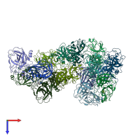 PDB entry 3uy9 coloured by chain, top view.
