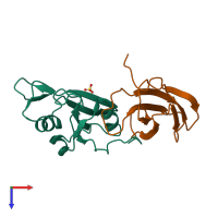 PDB entry 3uyo coloured by chain, top view.