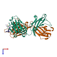 PDB entry 3uyr coloured by chain, top view.