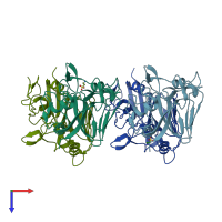 PDB entry 3uyw coloured by chain, top view.