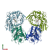 PDB entry 3uzb coloured by chain, front view.