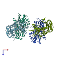 PDB entry 3uzb coloured by chain, top view.