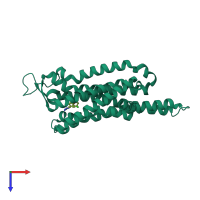 PDB entry 3uzc coloured by chain, top view.