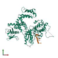 PDB entry 3uzt coloured by chain, front view.