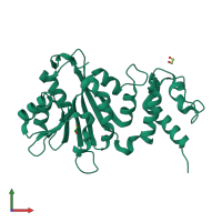 PDB entry 3uzu coloured by chain, front view.