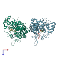 PDB entry 3uzy coloured by chain, top view.