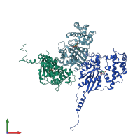 PDB entry 3v00 coloured by chain, front view.