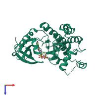 PDB entry 3v01 coloured by chain, top view.