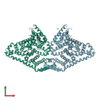 PDB entry 3v03 coloured by chain, front view.