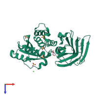 PDB entry 3v0e coloured by chain, top view.