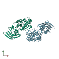 PDB entry 3v0f coloured by chain, front view.