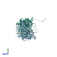 PDB entry 3v0f coloured by chain, side view.