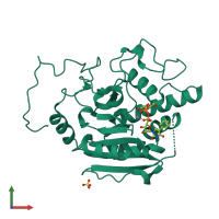 PDB entry 3v0l coloured by chain, front view.