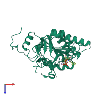 PDB entry 3v0l coloured by chain, top view.