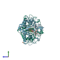 PDB entry 3v0o coloured by chain, side view.