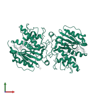 Fucosylglycoprotein alpha-N-acetylgalactosaminyltransferase soluble form in PDB entry 3v0o, assembly 1, front view.