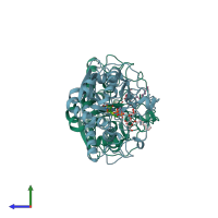 PDB entry 3v0p coloured by chain, side view.