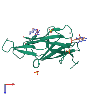 PDB entry 3v0r coloured by chain, top view.