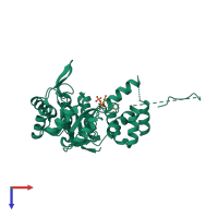 PDB entry 3v0t coloured by chain, top view.