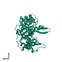 PDB entry 3v0u coloured by chain, side view.