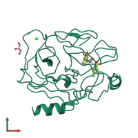 PDB entry 3v0x coloured by chain, front view.