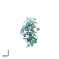 PDB entry 3v10 coloured by chain, side view.