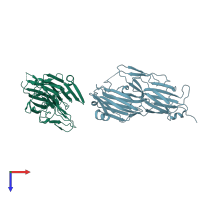 PDB entry 3v10 coloured by chain, top view.