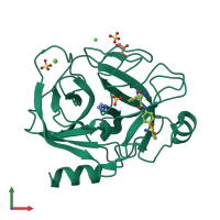 PDB entry 3v13 coloured by chain, front view.