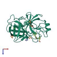 PDB entry 3v13 coloured by chain, top view.