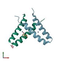 PDB entry 3v1c coloured by chain, front view.