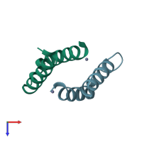 PDB entry 3v1e coloured by chain, top view.