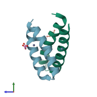 PDB entry 3v1f coloured by chain, side view.