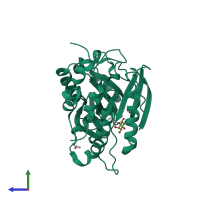 PDB entry 3v1h coloured by chain, side view.