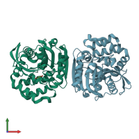 PDB entry 3v1k coloured by chain, front view.