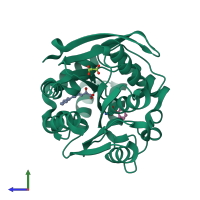 PDB entry 3v1n coloured by chain, side view.