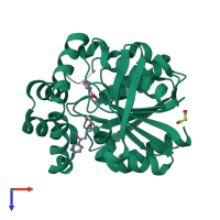 PDB entry 3v1n coloured by chain, top view.