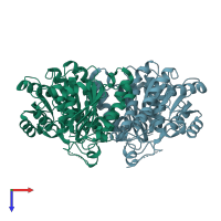 PDB entry 3v1t coloured by chain, top view.