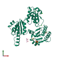 PDB entry 3v1w coloured by chain, front view.