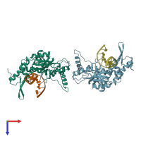 PDB entry 3v1z coloured by chain, top view.