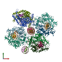 PDB entry 3v21 coloured by chain, front view.