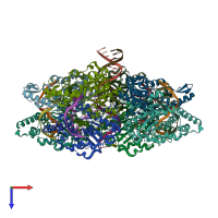 PDB entry 3v21 coloured by chain, top view.