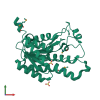 PDB entry 3v2g coloured by chain, front view.