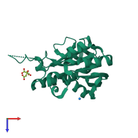 PDB entry 3v2i coloured by chain, top view.