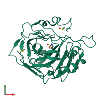 PDB entry 3v2m coloured by chain, front view.