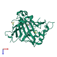 PDB entry 3v2m coloured by chain, top view.