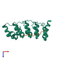 Hetero dimeric assembly 1 of PDB entry 3v2o coloured by chemically distinct molecules, top view.
