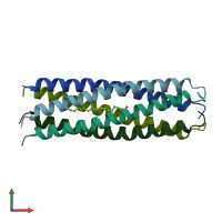 PDB entry 3v2p coloured by chain, front view.