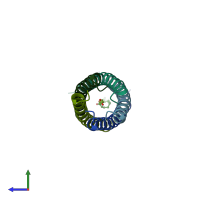 PDB entry 3v2q coloured by chain, side view.